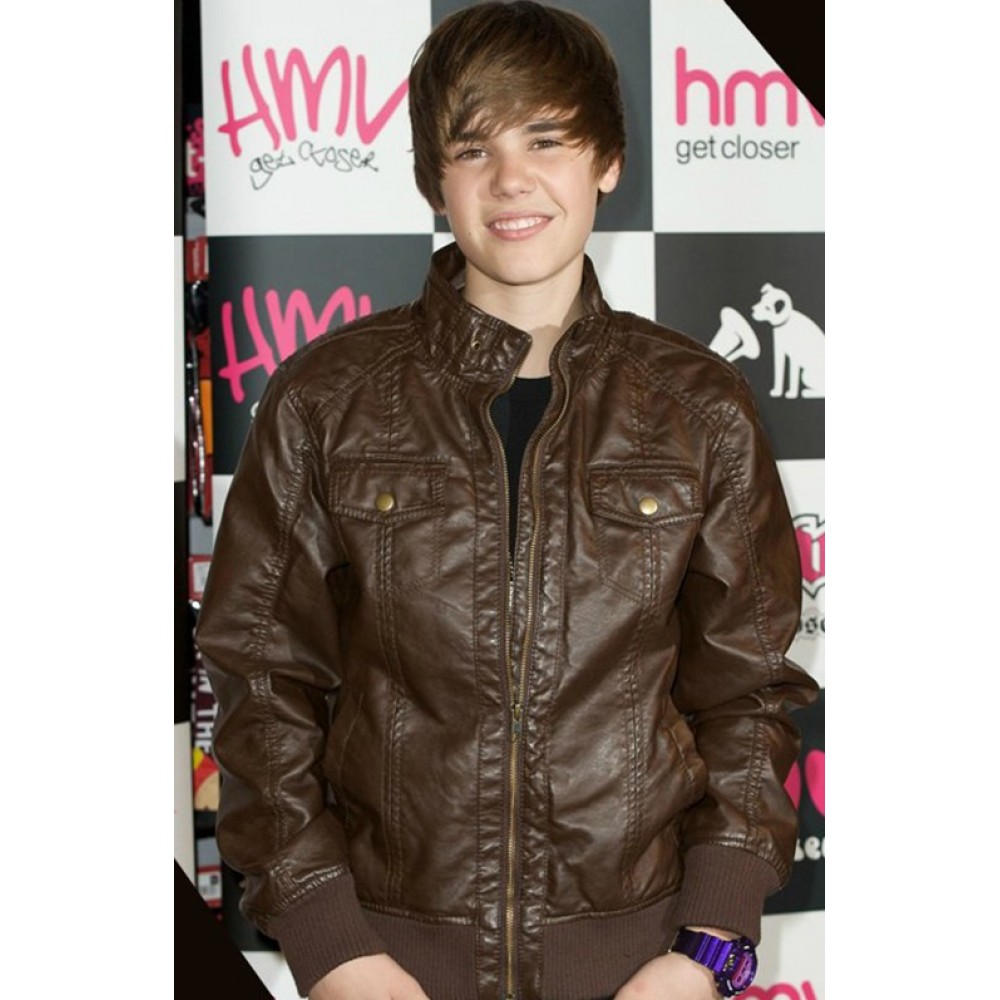 Pop Singer Justin Bieber Brown Jacket