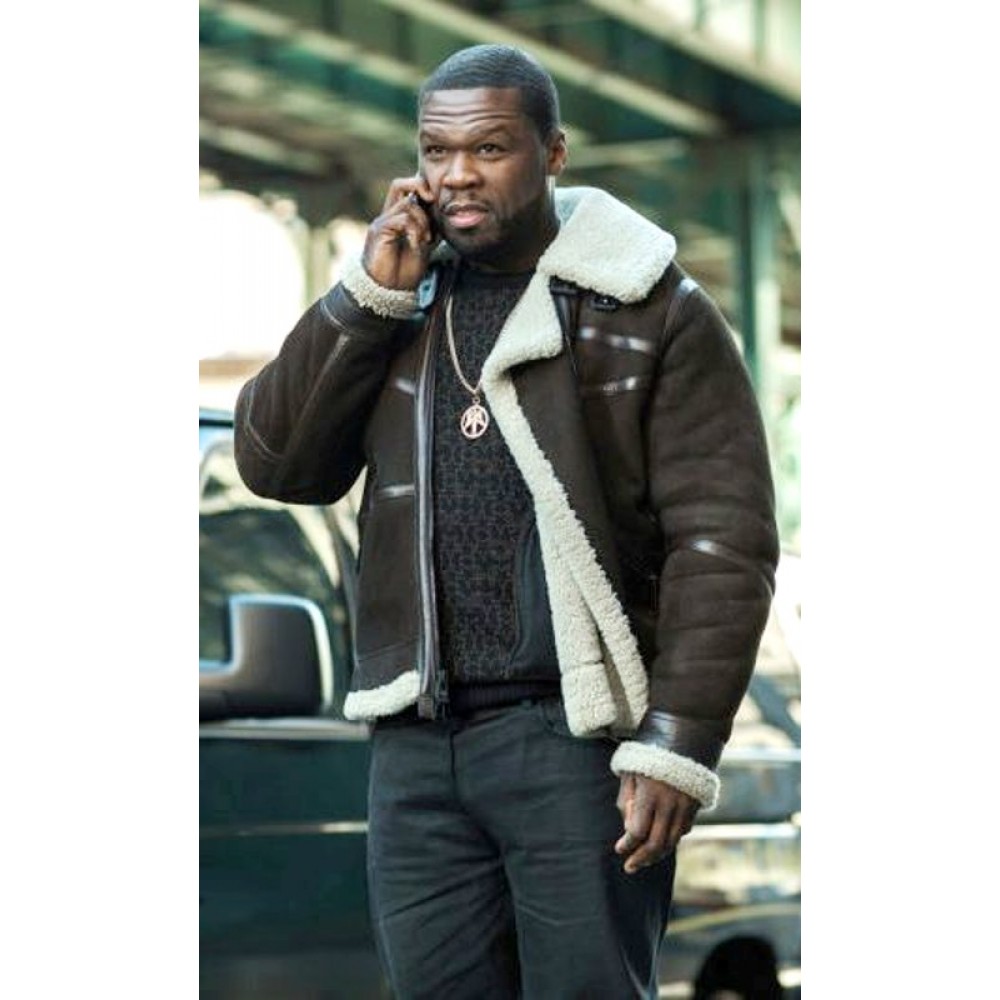 Power 50 Cent Brown Suede Leather Jacket-Men