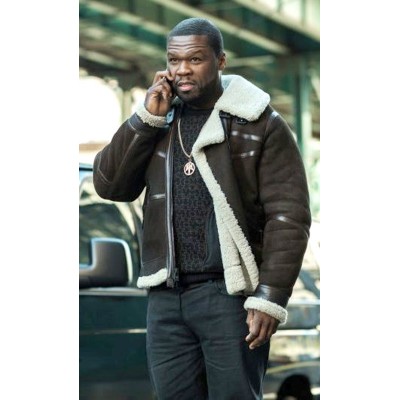 Power 50 Cent Brown Suede Leather Jacket-Men