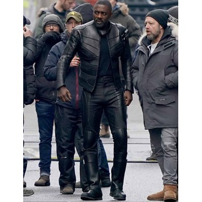 Hobbs And Shaw Idris Elba Black Leather Jacket For Bikers