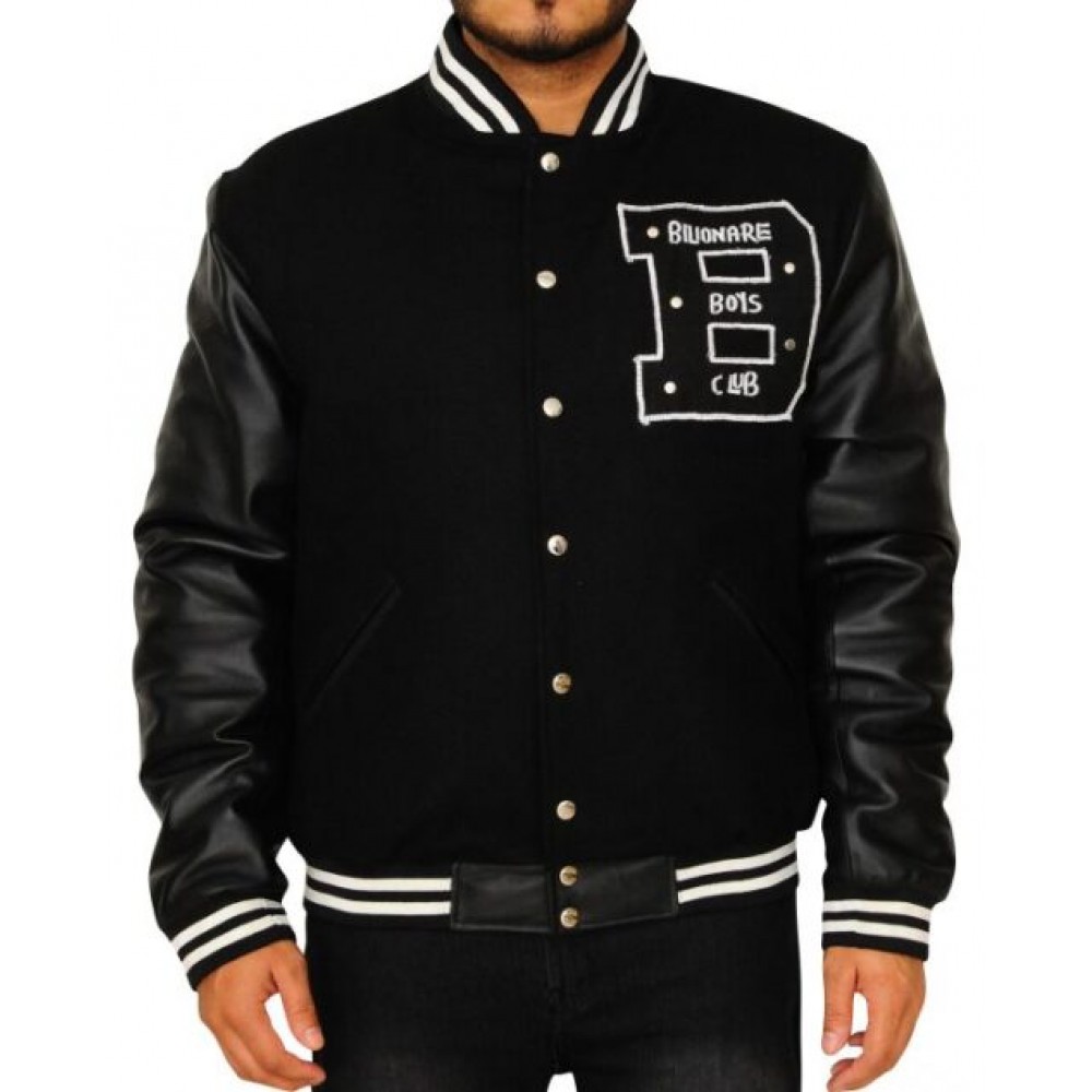 Billionaire Boys Club BBC Varsity Jacket - Black Leather Jacket