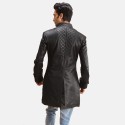 Midlander Quilted Black Leather Coat