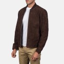 Blain Mocha Suede Leather Bomber Jacket