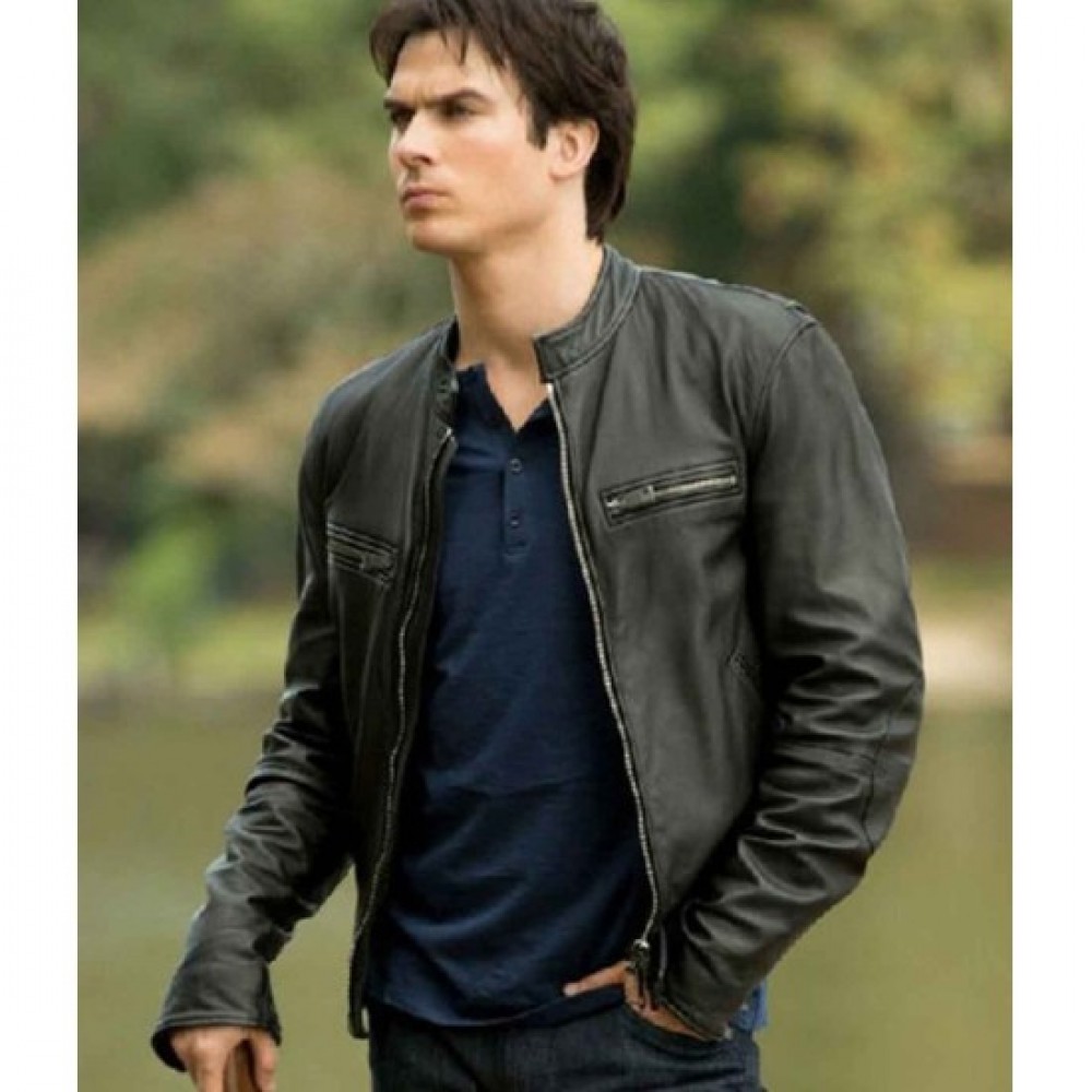 Damon Salvatore Vampire Diaries Leather Jacket