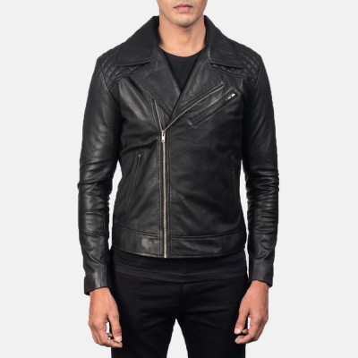 Danny Quilted Black Biker Leather Jacket