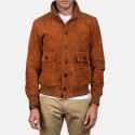 Eaton Brown Suede Leather Bomber Jacket