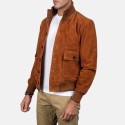 Eaton Brown Suede Leather Bomber Jacket