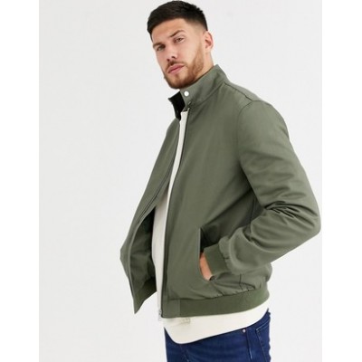 Harrington Jacket with Funnel Neck in Khaki