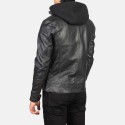 Hector Black Hooded Biker Leather Jacket