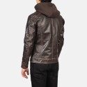 Hector Vintage Brown Hooded Biker Leather Jacket