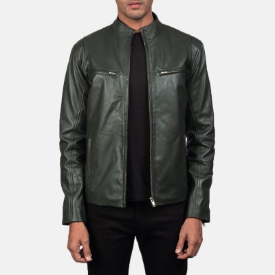 Ionic Green Biker Leather Jacket