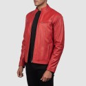 Ionic Red Biker Leather Jacket