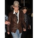 Johnny Depp Brown Distressed Leather Jacket