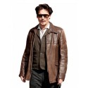 Johnny Depp Brown Distressed Leather Jacket
