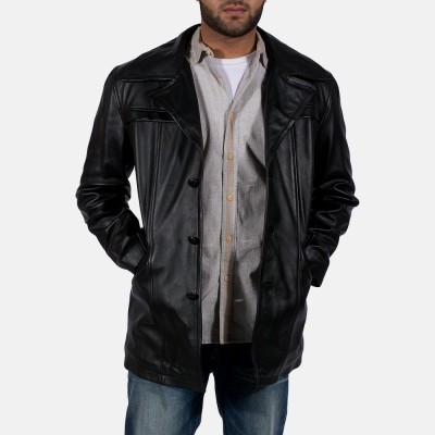 Brawnton Black Leather Coat