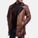 Cinnamon Distressed  Fur Leather Coat