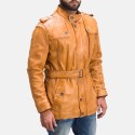 Hunter Tan Brown Fur Leather Jacket