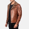 Alberto Brown Shearling Leather Jacket Mens