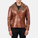 Alberto Brown Shearling Leather Jacket Mens