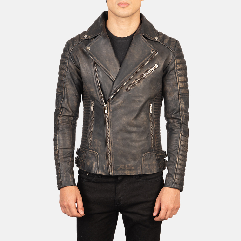 Armand Distressed Brown Biker Leather Jacket