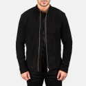 Charcoal Black Suede Biker Leather Jacket