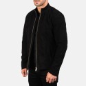 Charcoal Black Suede Biker Leather Jacket