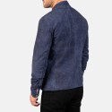 Charcoal Navy Blue Suede Biker Leather Jacket