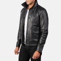 Columbus Black Leather Bomber Jacket