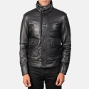 Columbus Black Leather Bomber Jacket