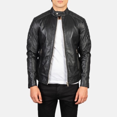 Fernando Quilted Black Biker Leather Jacket