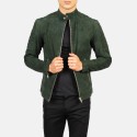 Fernando Quilted Green Suede Biker Leather Jacket