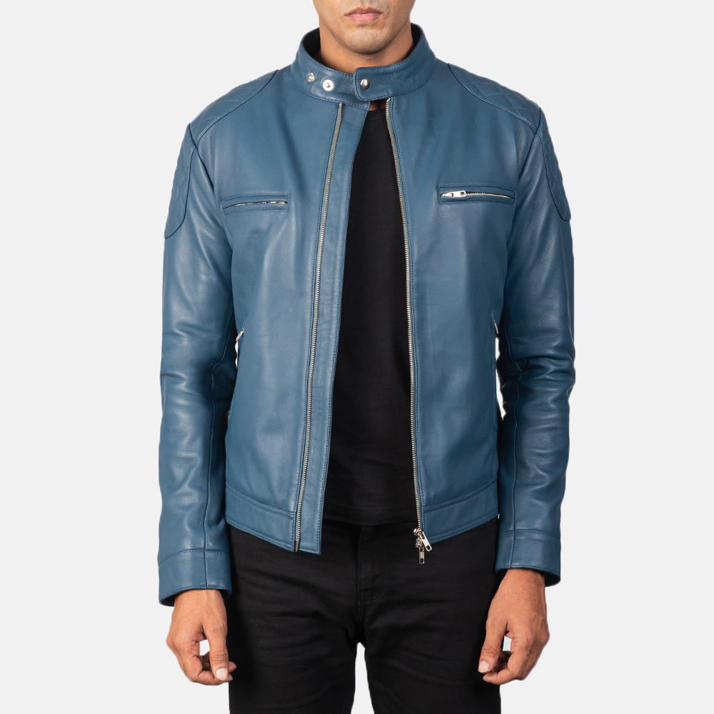 Gatsby Blue Biker Leather Jacket