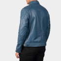 Gatsby Blue Biker Leather Jacket