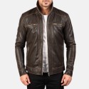 Hudson Brown Biker Leather Jacket