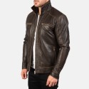 Hudson Brown Biker Leather Jacket