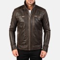 Hudson Brown Biker Leather Jacket