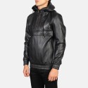 Kenton Hooded Pullover Black Leather Jacket