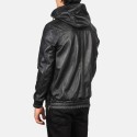 Kenton Hooded Pullover Black Leather Jacket