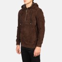 Kenton Hooded Mocha Suede Pullover Jacket