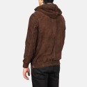 Kenton Hooded Mocha Suede Pullover Jacket