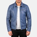 Lavendard Blue Biker Leather Jacket