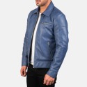 Lavendard Blue Biker Leather Jacket