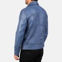 Lavendard Blue Biker Leather Jacket
