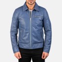 Lavendard Blue Biker Leather Jacket