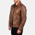Lavendard Brown Biker Leather Jacket