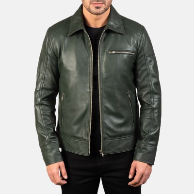Lavendard Green Biker Leather Jacket