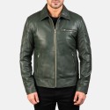 Lavendard Green Biker Leather Jacket