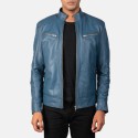 Mack Blue Biker Leather Jacket