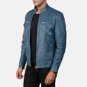 Mack Blue Biker Leather Jacket