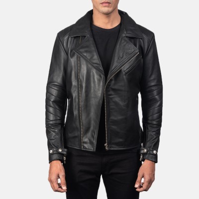 Raiden Black Biker Leather Jacket